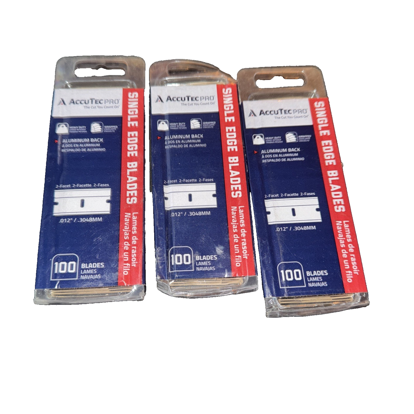 AccuTec APBL-7054 .012 Pro Single Edge Blade 3 Packs of 100 (300 Total)