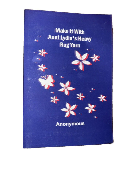 Make It With Aunt Lydia's Heavy Rug Yarn, DaveyDooDeals – an old book with a blue cover and red and white butterflies
