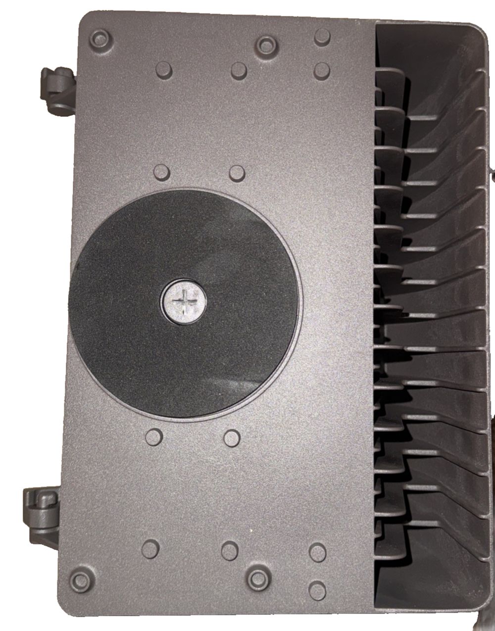 LED Wall Pack light 12-277VAC 120W BZ 5000K, Unbranded – a black plastic enclosure with a hole in the middle