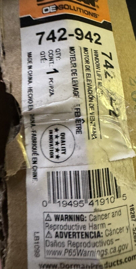 Dorman 742-942 Front Driver Side Power Window Motor Compatible with Select Chrys – a receipt with a price tag on it