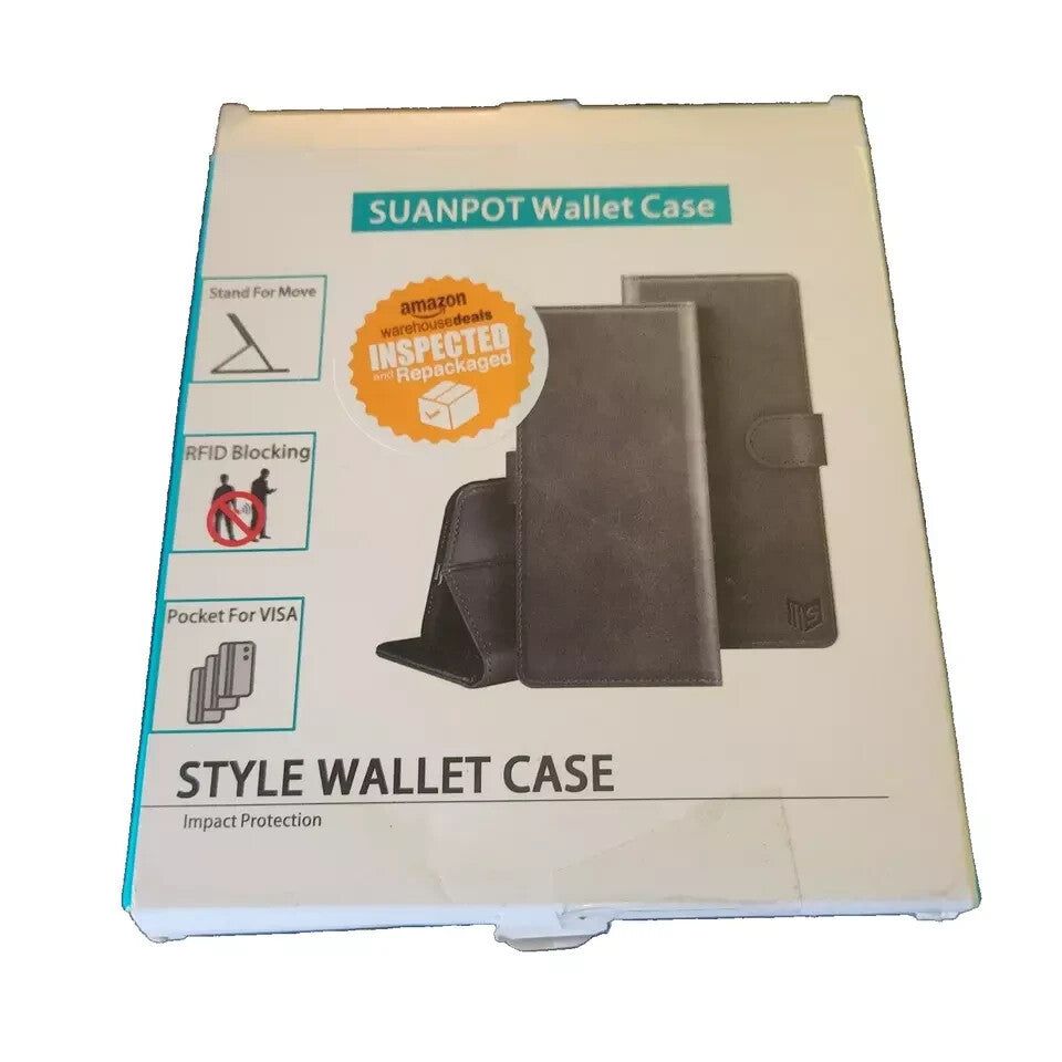 SUANPOT iPhone 12/12 Pro 6.1" RFID Blocking Wallet Case with Credit Card Holder – the box of the st wallet case