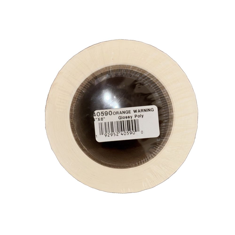 Thermal Transfer 4 x 6 Orange Warning Glossy Polyester UL Label Roll 3-Inch Core, DaveyDooDeals – a white plastic tape with a black stripe