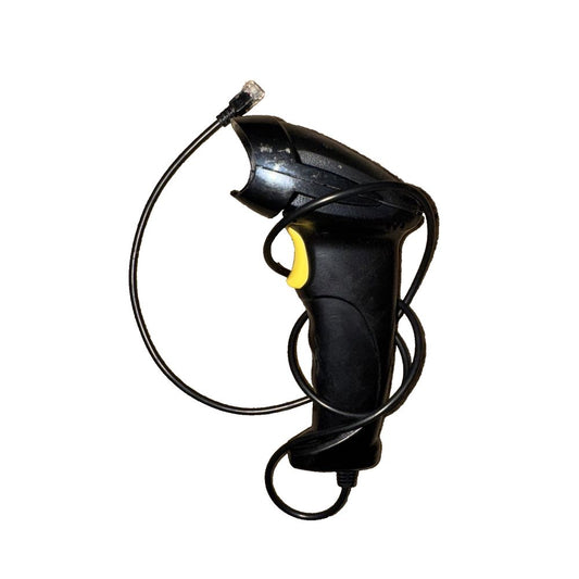 Soon Mark 1D Wired Laser Barcode Scanner – a black blower with a yellow handle
