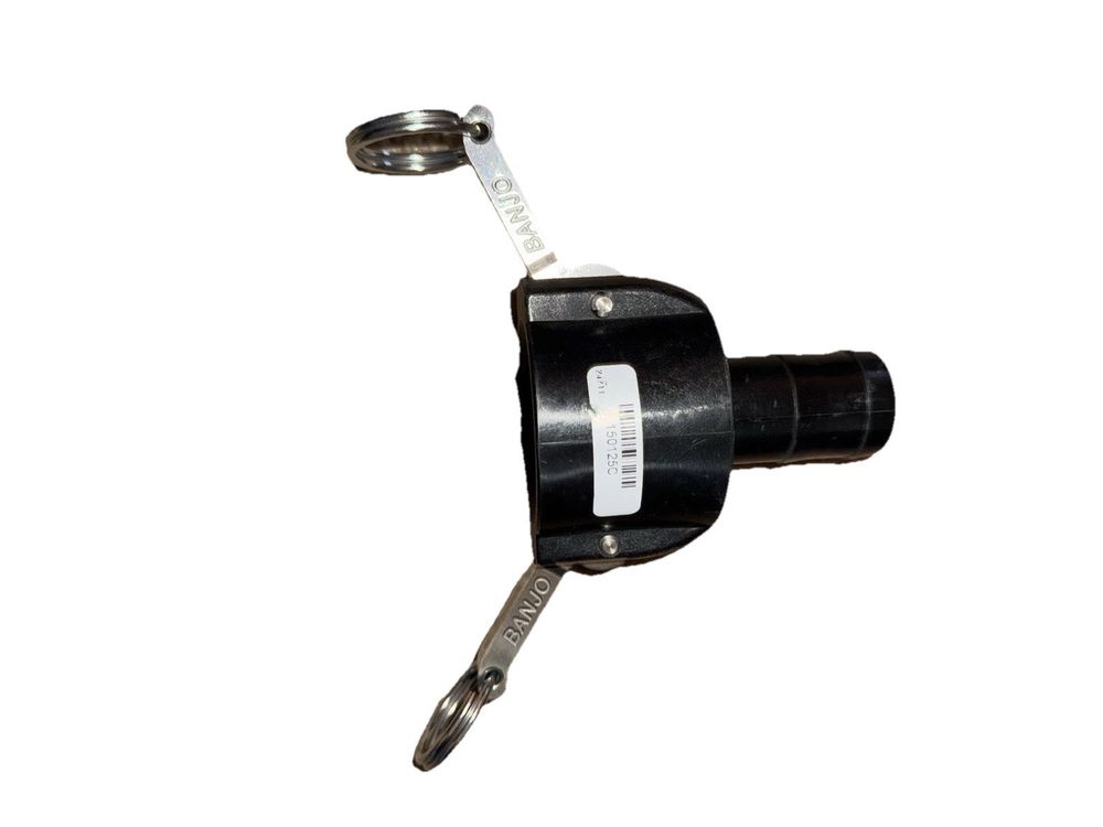 150125C by Banjo | Cam Lever Coupling | Part C | 1-1/2" Female Coupler x 1-1/4" – a black and white image of a metal lever