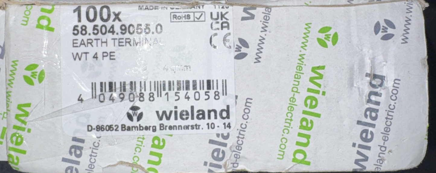 Wieland Earth DIN Rail Terminal, 4mm², 6mm, Green/Yellow 100 Pack