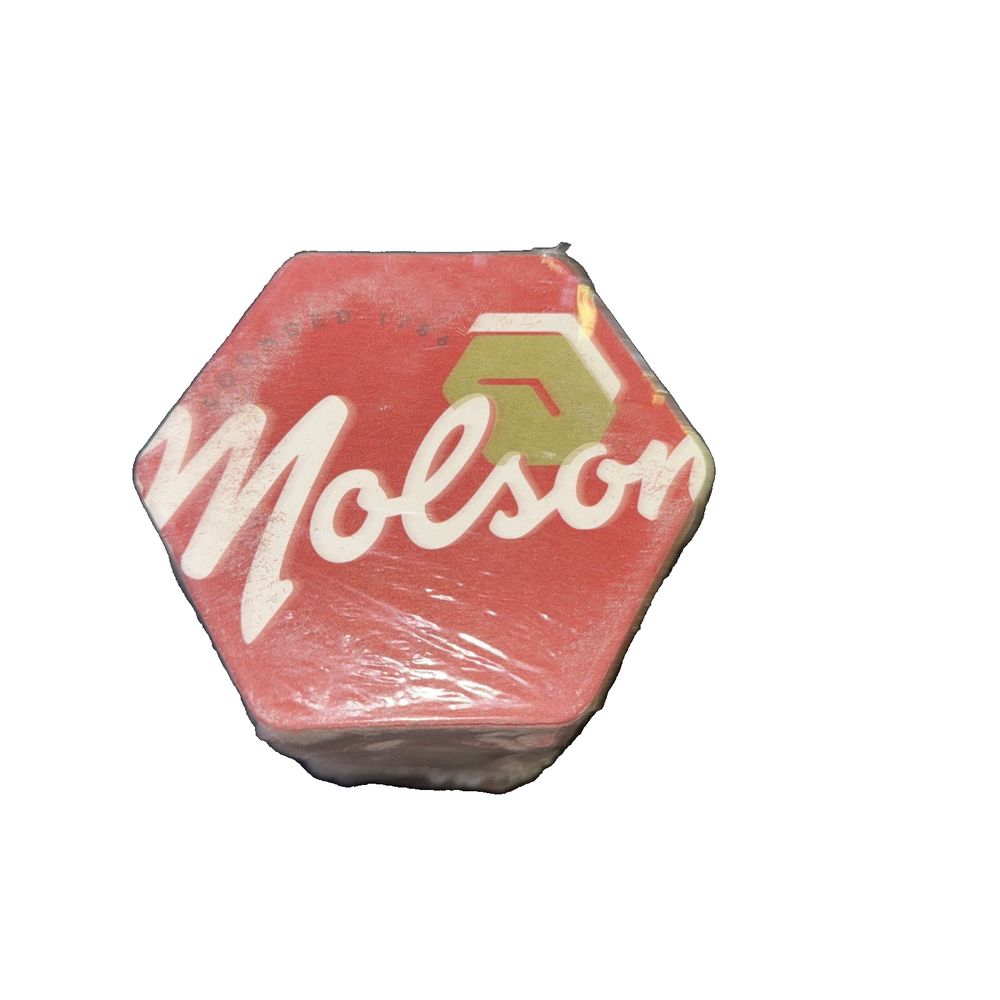 Molson Beer Bottle Coaster 100 Pack For Bar/Commercial Use, DaveyDooDeals – a red and white sign with the word moo