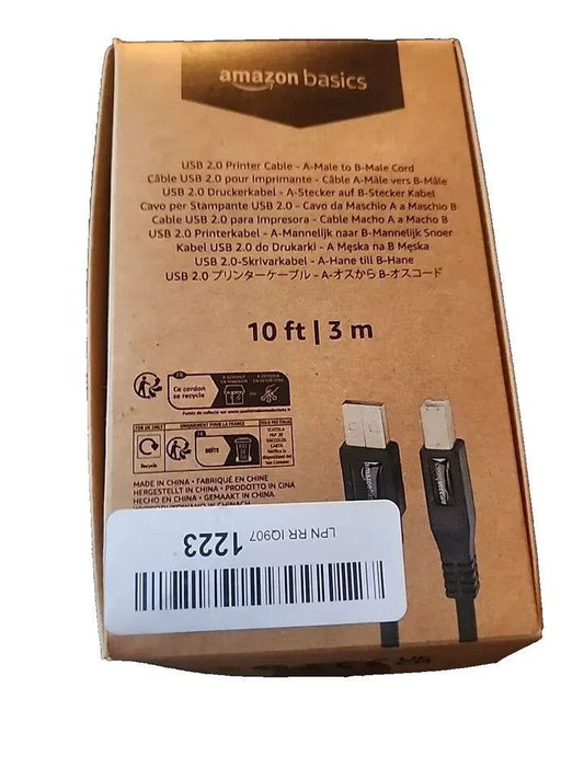 USB 2.0 Printer Cable A-Male to B-Male 10Ft/3M for Printers, Scanners, AmazonBasics – an image of an amazon cable cable