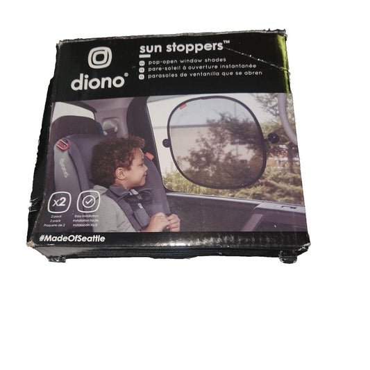 Diono Sun Stoppers Car Window Shades 2 Pack, Car Sun Shade for Side Window with – a black bag with a picture of a child in it
