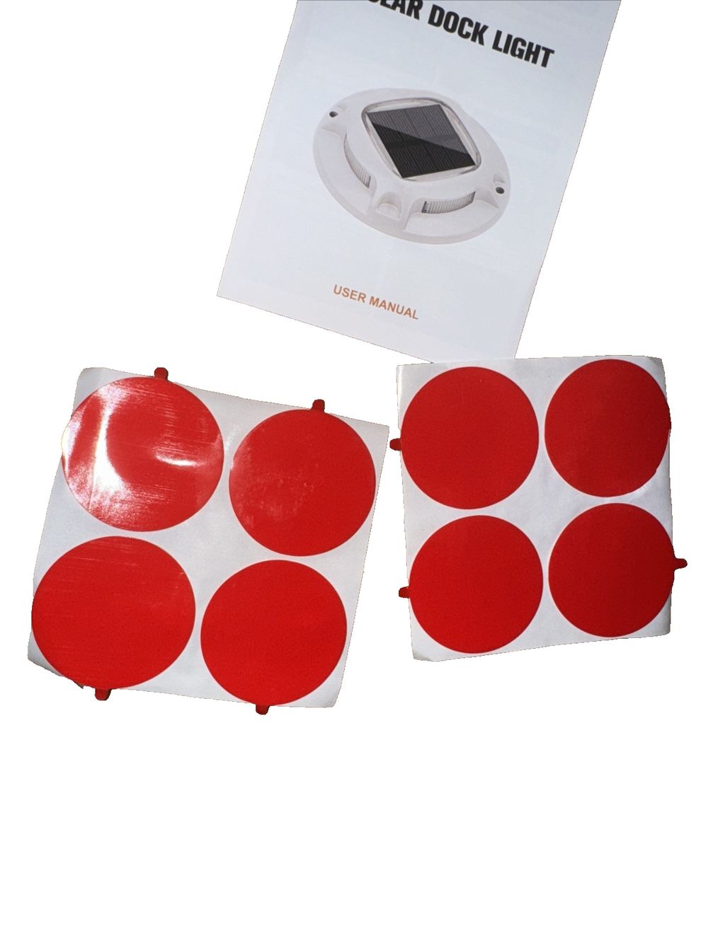 5 Pack of Solar Dock/Deck Lights Volisun, Unbranded – a pair of red and white circles on a white background