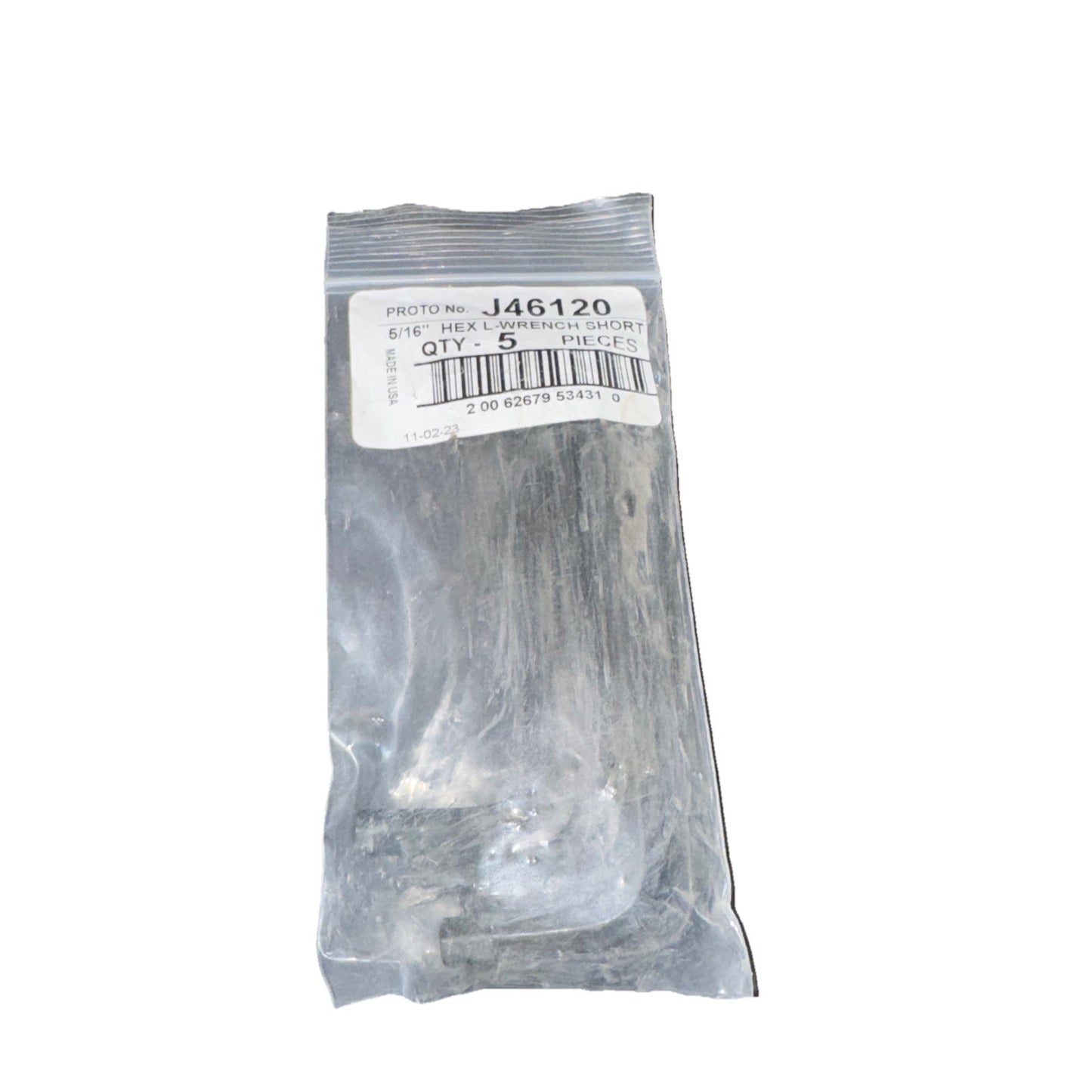 J46120 5/16" Hex L-Wrench Short 5 Pack