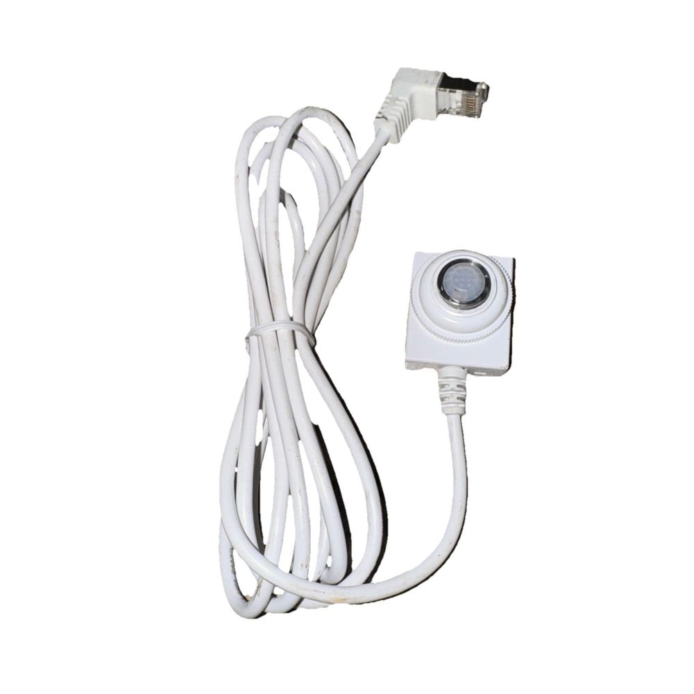 Fixture Mount Sensor, PIR, Low Voltage. Low Profile, White – a white light with a cable attached to it