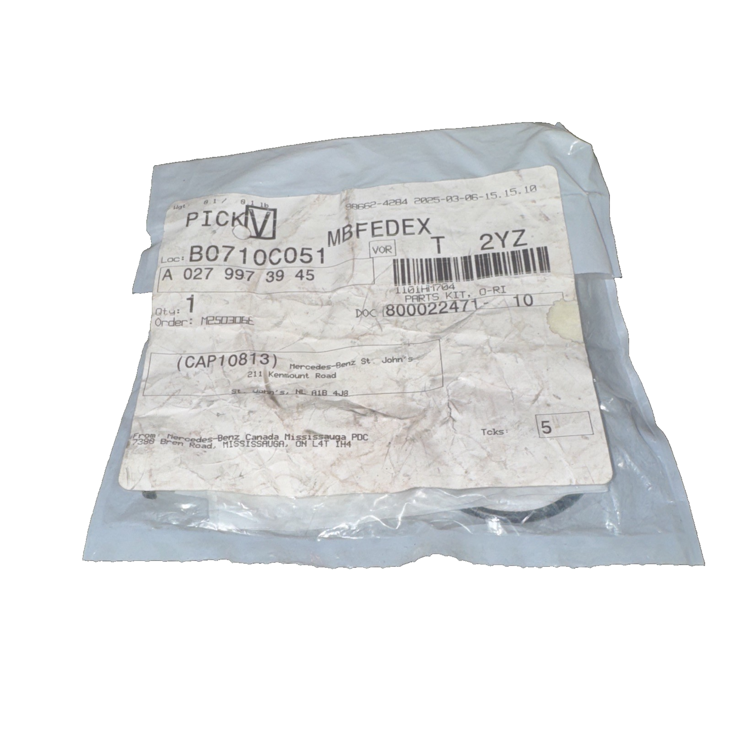 Mercedes Benz A027 997 39 45 O Ring