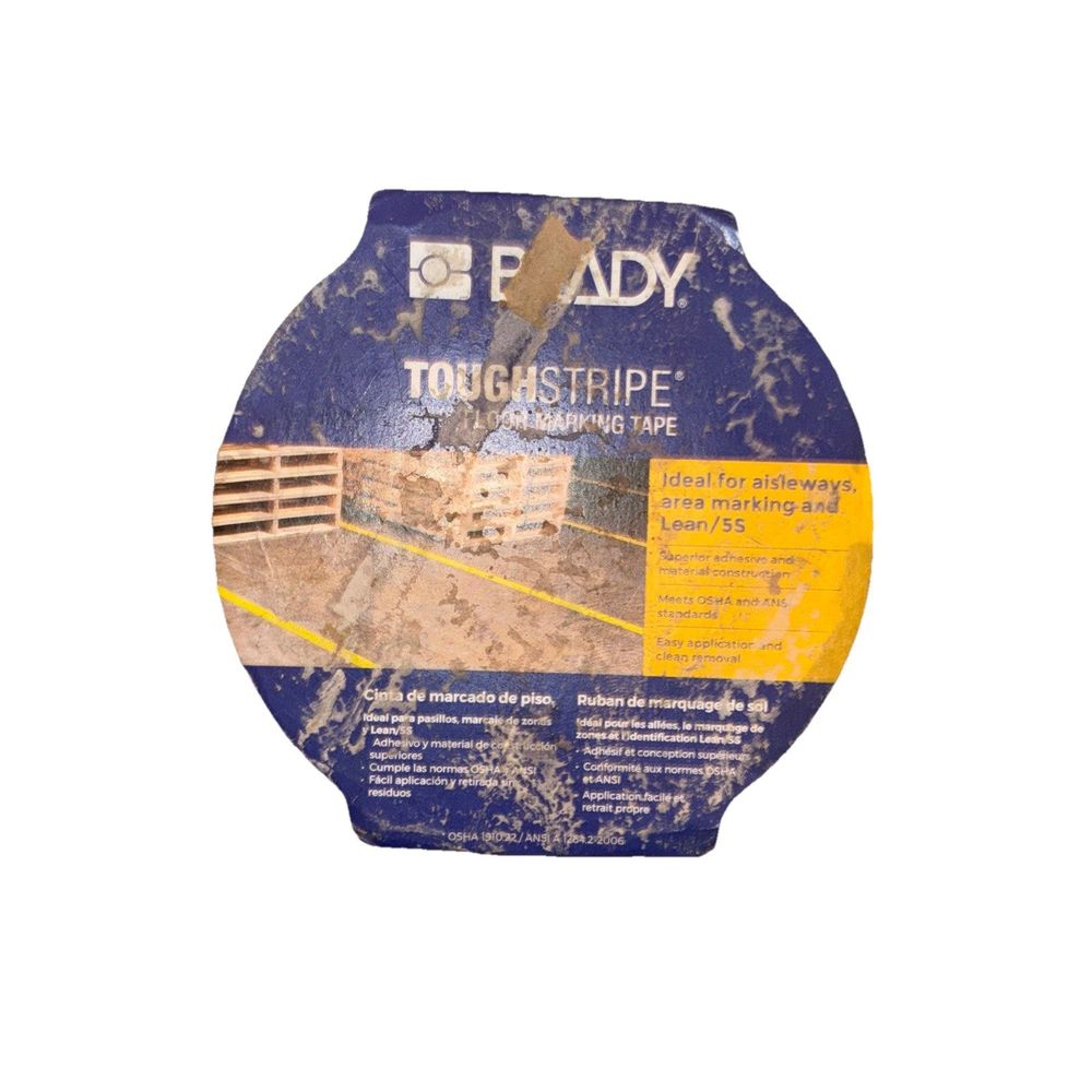 Brady Part: 104311 | Solid Colored ToughStripe Floor Tape, DaveyDooDeals – a blue and yellow tape with a white background
