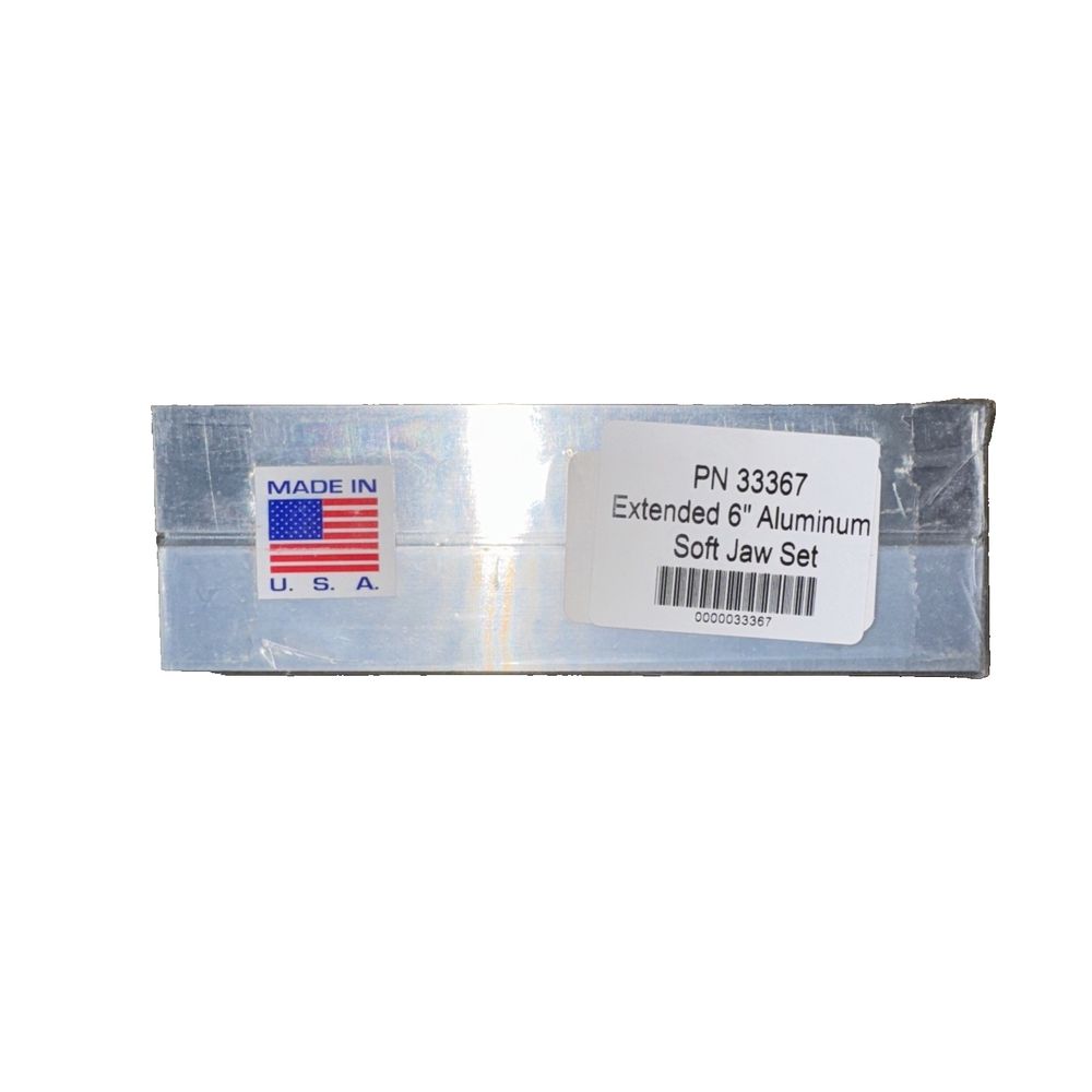 PN 33367 Extended 6" Aluminum Soft Jaw Set for Vice | Premium Vice Jaws, DaveyDooDeals – a piece of aluminum foil with a sticker on it