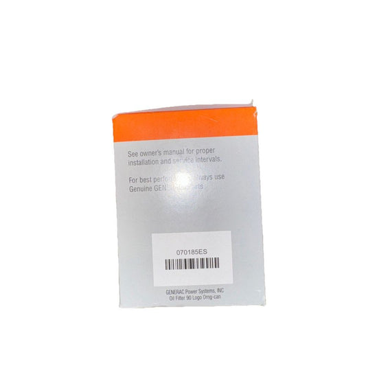 Genuine Generac 070185ES Oil Filter Fits 070185E 70185 OEM – a package of orange colored ink