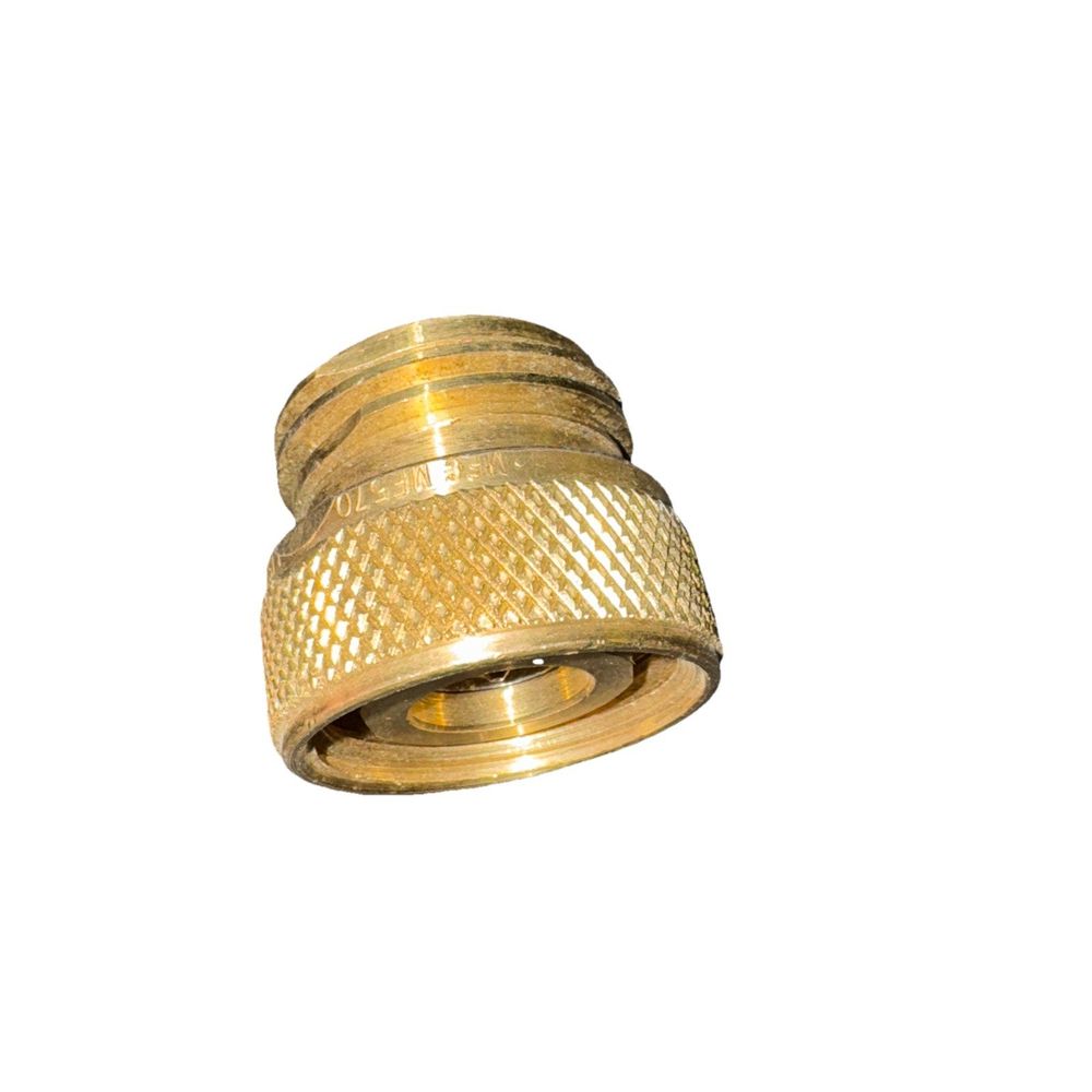 ME570 (Marshall Excelsior) Adapter-Hose End Sgl Pc 1-3/4Fx1-3/4M Ac – a gold ring with a mesh pattern