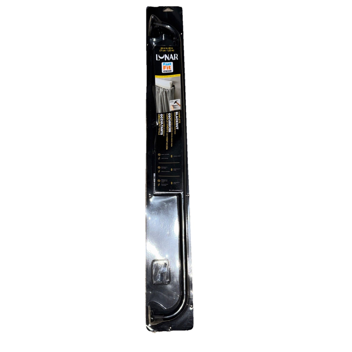 Lunar 28" to 48" Inch Complete Blackout Room Darkening Wrap Rod For Blinds