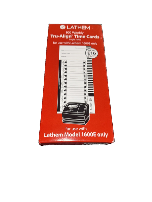 Lathem Weekly Tru-Align Time Cards, Single Sided, For Use with Lathem 1600E 100