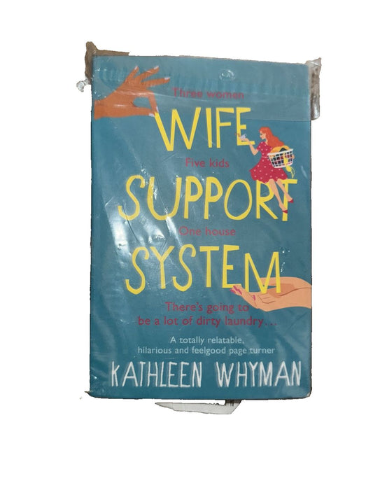 Wife Support System: A totally relatable, hilarious and feelgood page turner, DaveyDooDeals – a book cover with a blue banner and a yellow…