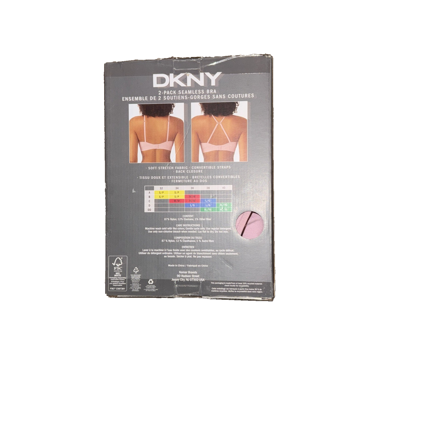 DKNY 2- Pack Seamless bra Black (Hint of Brown) And Pink Size Medium