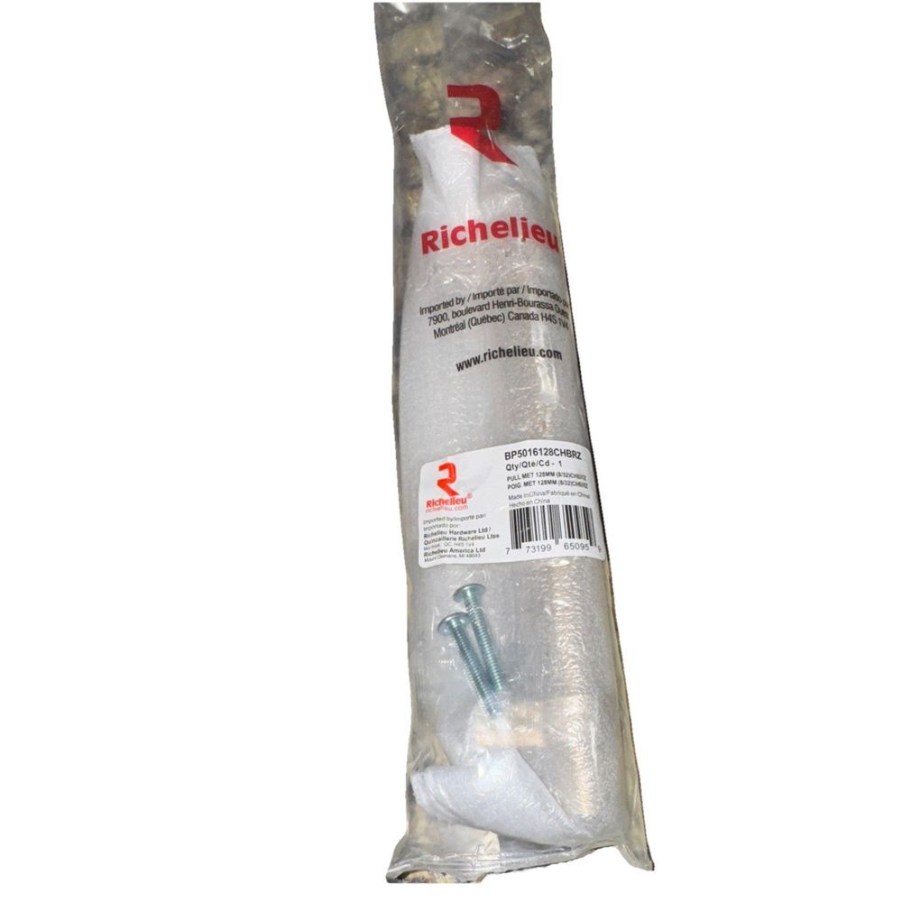Richelieu Contemporary Metal Pull, 5 1/32 In Champagne Bronze 128 Mm BP5016128, DaveyDooDeals – a bag of white plastic bags with a red hand…