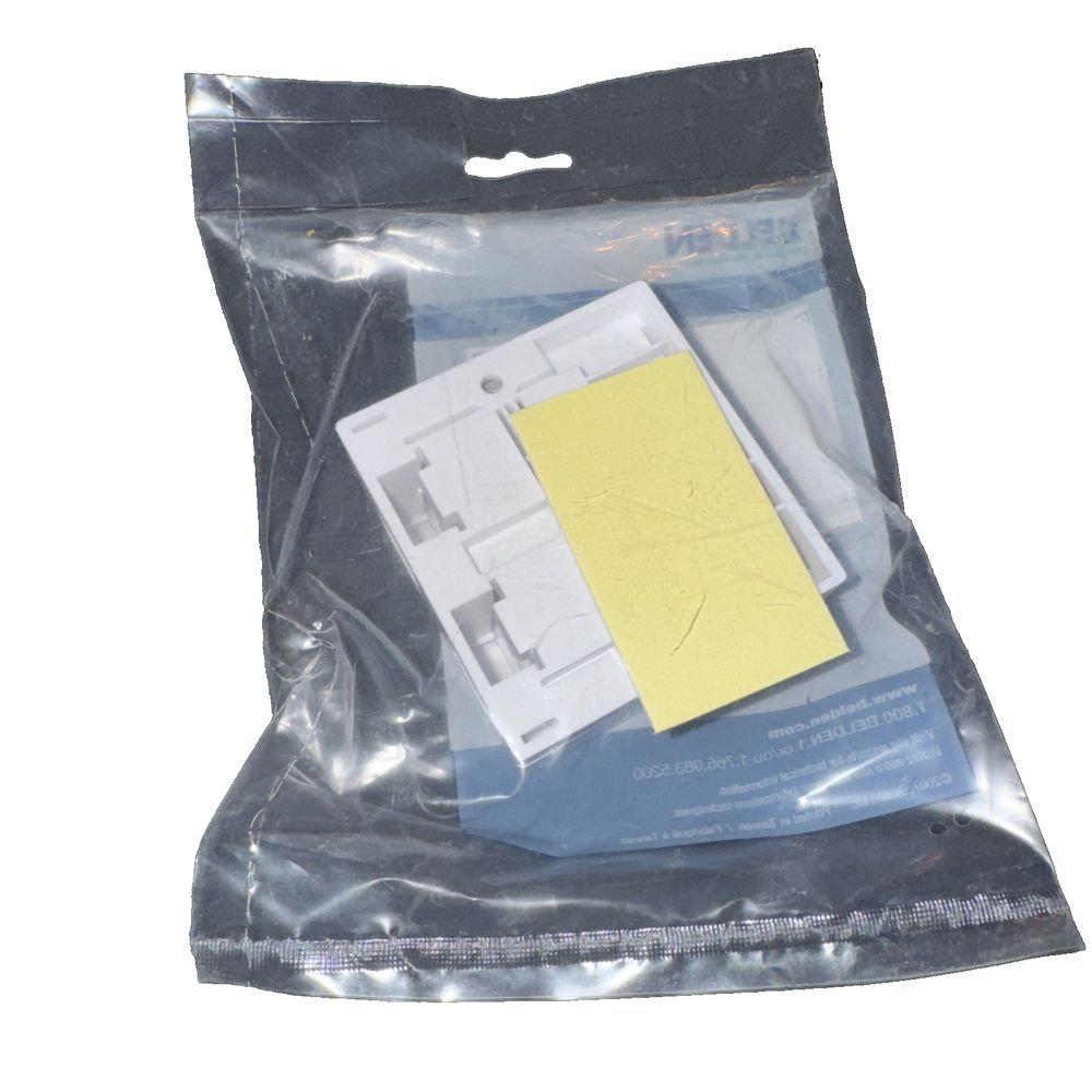 Belden AX105353-EW KeyConnect Side-Entry Box without Shutter Door 2-Port, White – a bag of yellow sticky notes