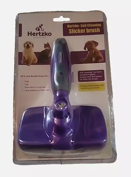 Hertzko Self-Cleaning Slicker Brush - Ultimate Shedding Tool for Dogs & Cats – hertz® pet grooming tool