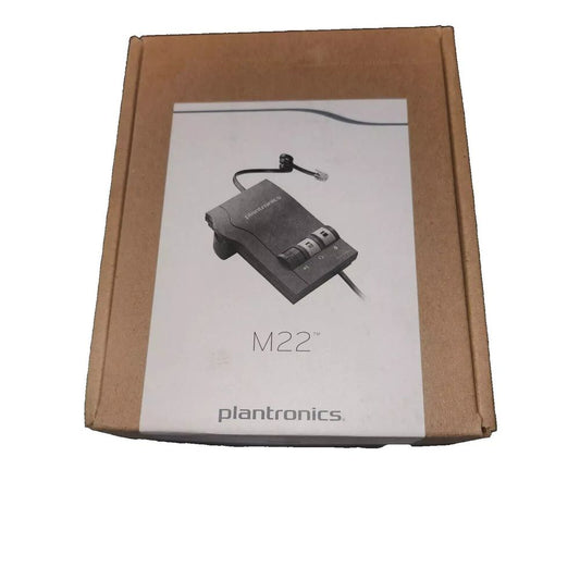 Plantronics M22 Universal Headset Adapter - Black (No Power Cord, Tested & Work, DaveyDooDeals – a box with a black and white box containin…