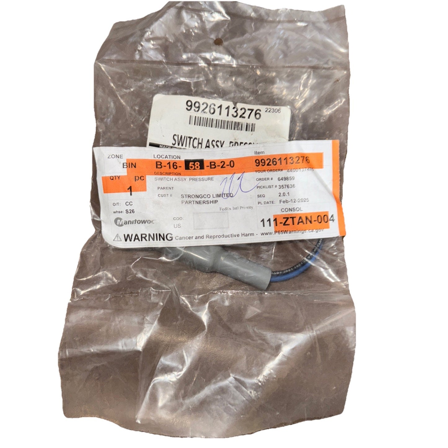 LM-72A-70R/WD123 for Nason - Pressure ASSY Switch