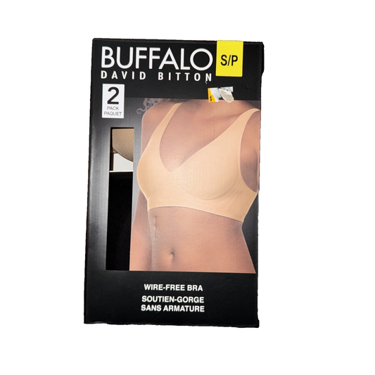 Buffalo David Bitton Wire Free Bra 2 Pack Colors Beige And Black Size Small