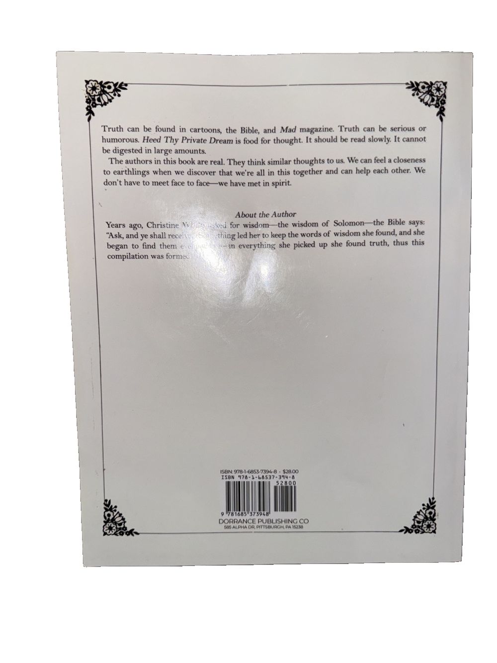 Heed Thy Private Dream: A New Age Spiritual Journal Compiled by Christine White:, DaveyDooDeals – the book cover for the book, the book of…
