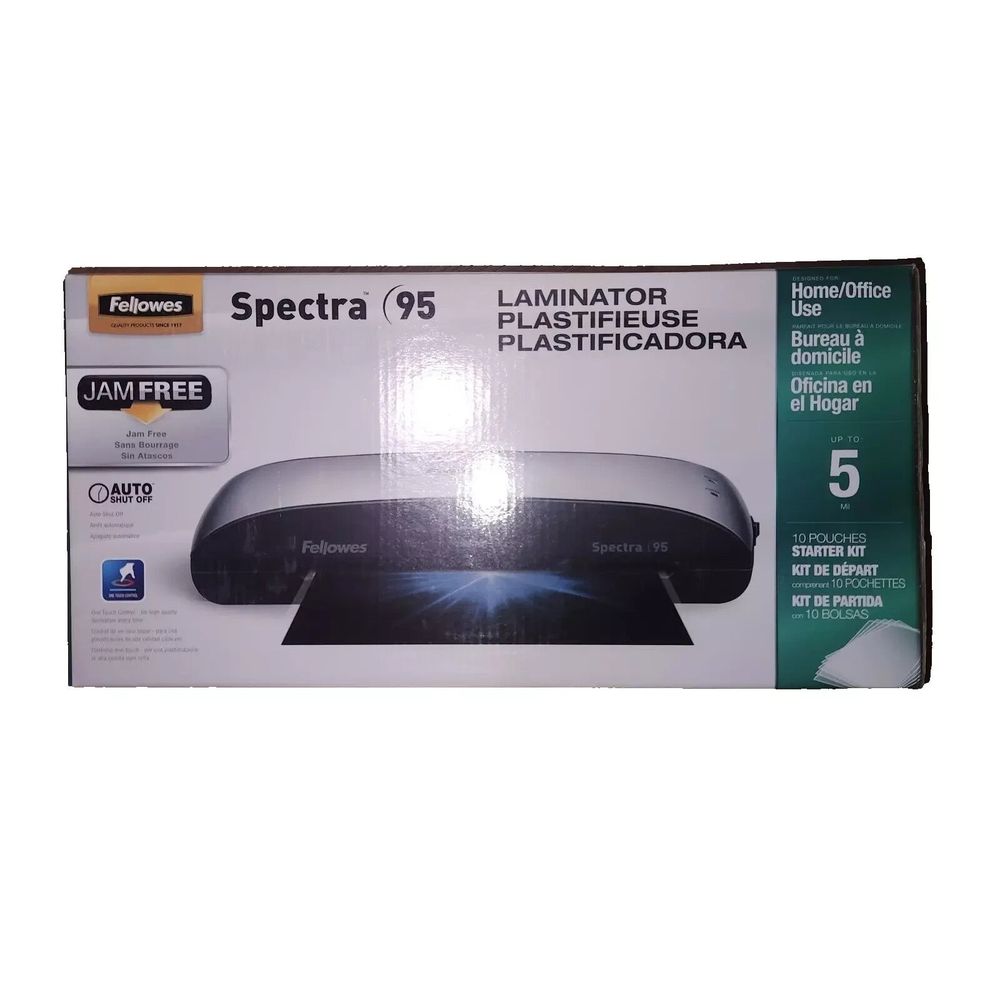 Fellowes Spectra 95 Laminator 9" Wide - 5 Mil Max Thickness - Model 04385968029 – a box of a camera with a white background