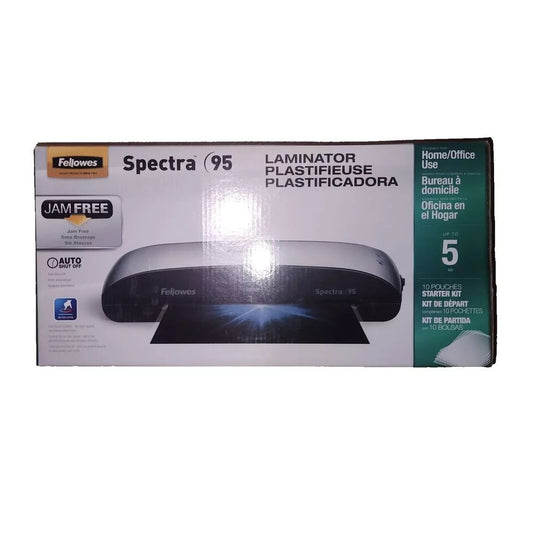 Fellowes Spectra 95 Laminator 9" Wide - 5 Mil Max Thickness - Model 04385968029 – a box of a camera with a white background