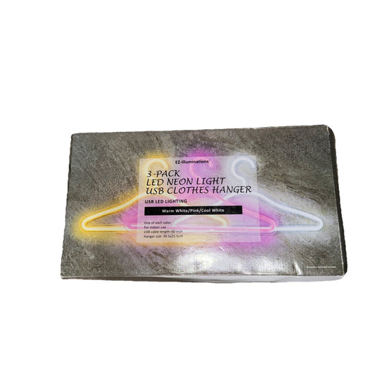 EZ-Illuminations 3- Pack LED Neon Light USB Clothes Hangers