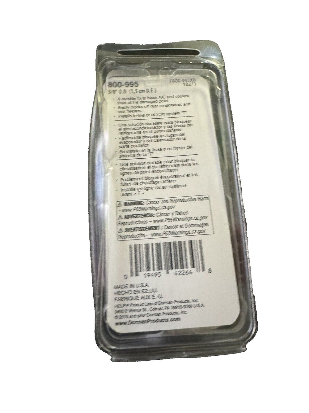 Dorman 800-995 5-8" O.D. Line Terminator Block Off Kit Ready To Paint If Needed – a small plastic container with a label on it