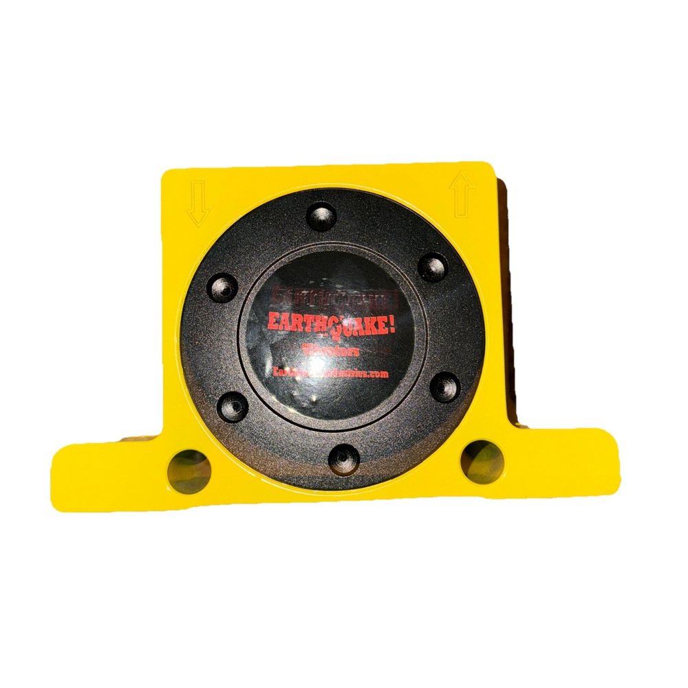 EarthQuake Vibrators XT-480 Pneumatic Turbine Vibrator, DaveyDooDeals – a yellow plastic housing with a black hole