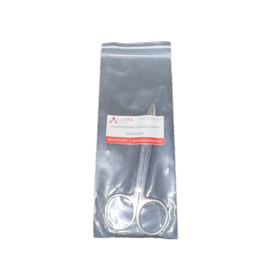 Allure Ortho Cb-100C Crown & Bridge Scissors Curved – a pair of scissors in a bag