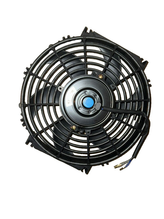 8MILELAKE 12V 80W High Performance Black Slim Electric Cooling Radiator 10 Inch – a black blower with a blue light on it