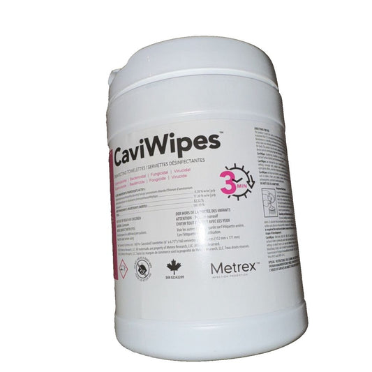 CaviWipes1, 6" x 6.75", Large, 160/Pk, DaveyDooDeals – a white container with a pink label on it