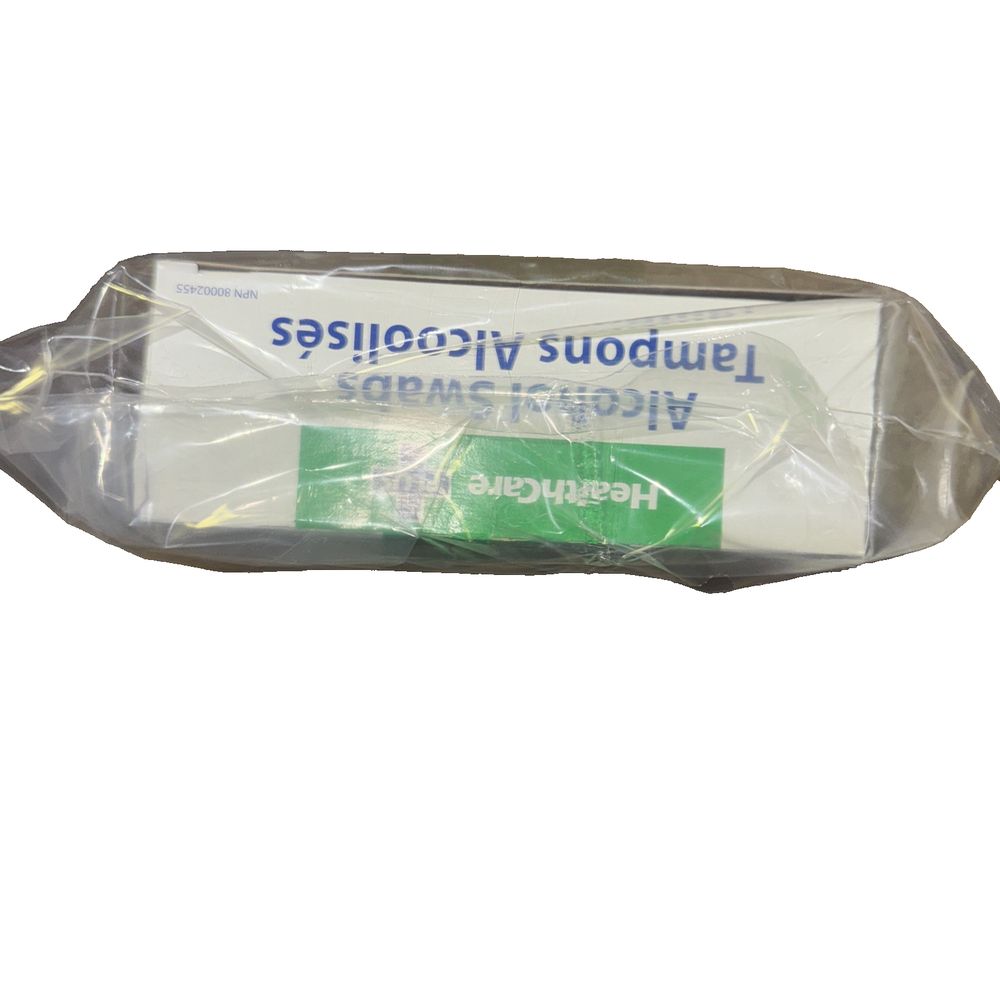 Health Care Plus Alcohol Tampons 4 Packs of 200 – a white plastic bag with a green label on it