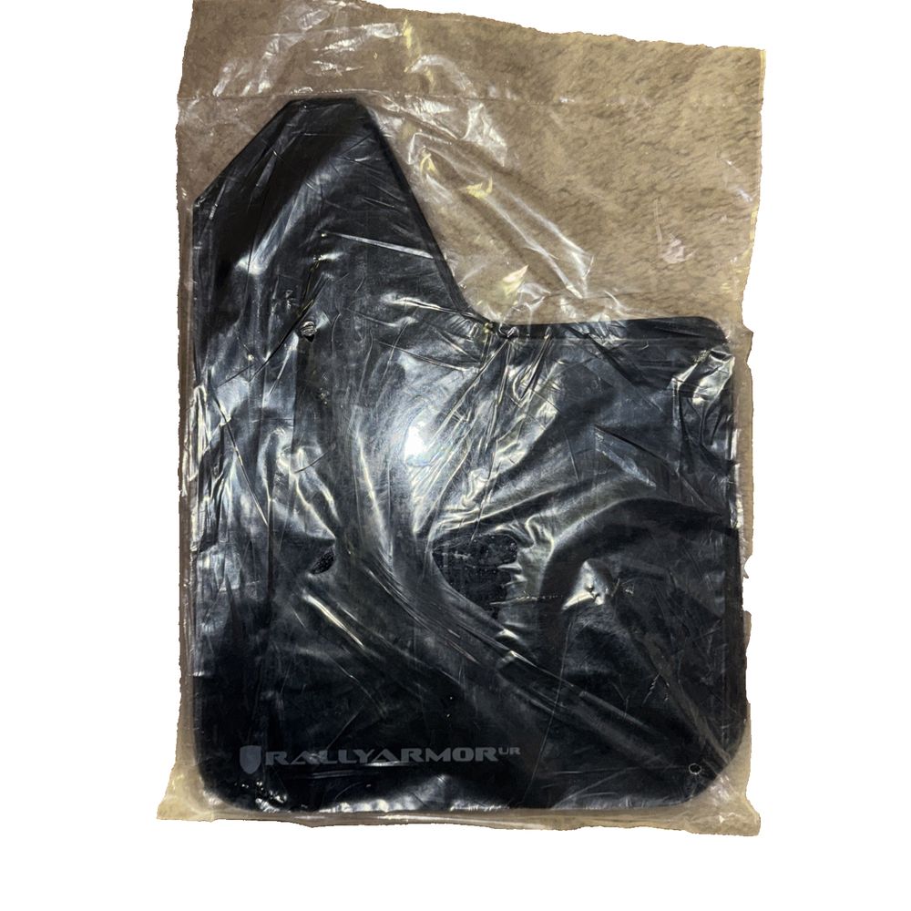 Rally Armor MF12-UR-BLK/GRY Black, Gray Mud Flap with Logo No hardware – a black plastic bag with a white background