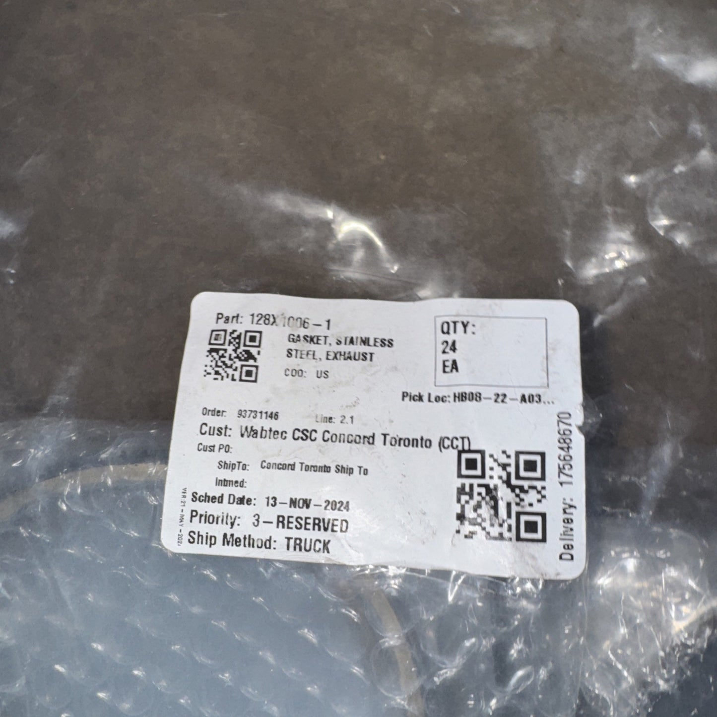 Wabtec 128X1006-1 Gasket, Stainless Steel, Exhaust (OEM) 24 Pack