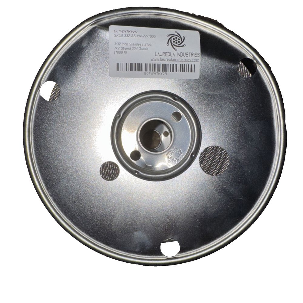 3/32 Inch stainless steel 7x7 strand 304 grade (1000Ft), DaveyDooDeals – a reel with a white background