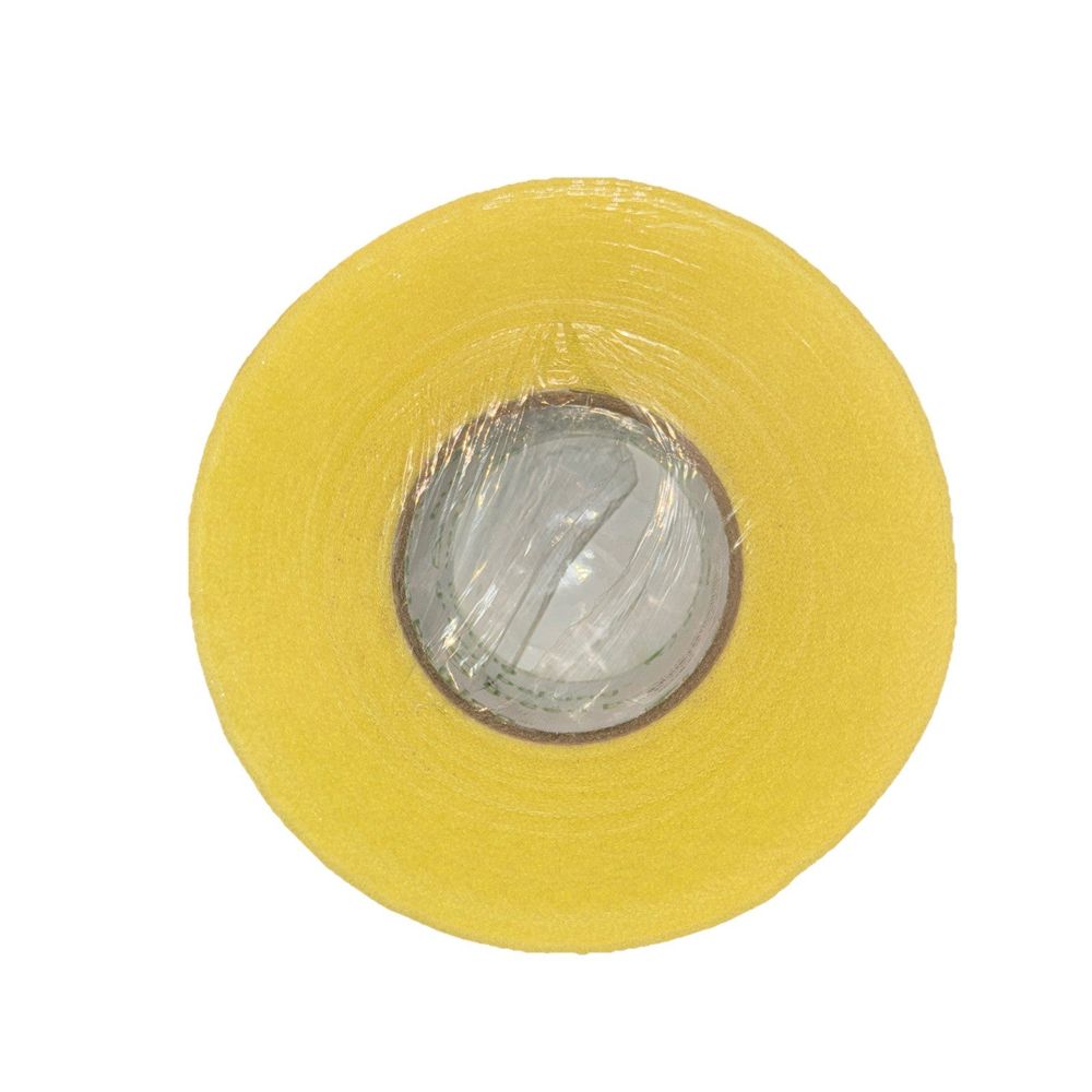 170-10S YL – Thermal Spray Silicone Adhesive Masking Tape 36 Yards, Green Belting – a roll of yellow tape with a single hole