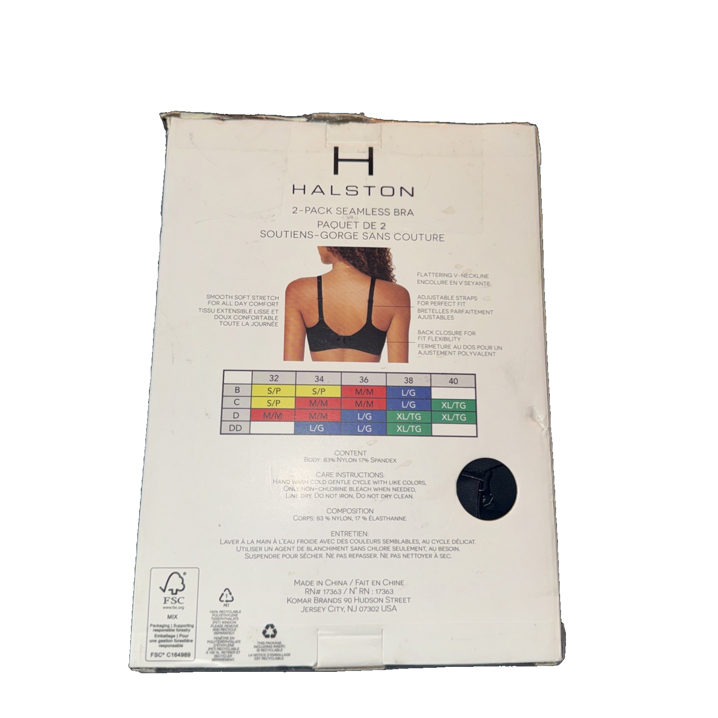 Halston 2 Pack Seamless Bra Colors; Light Brown and Black - Size Medium
