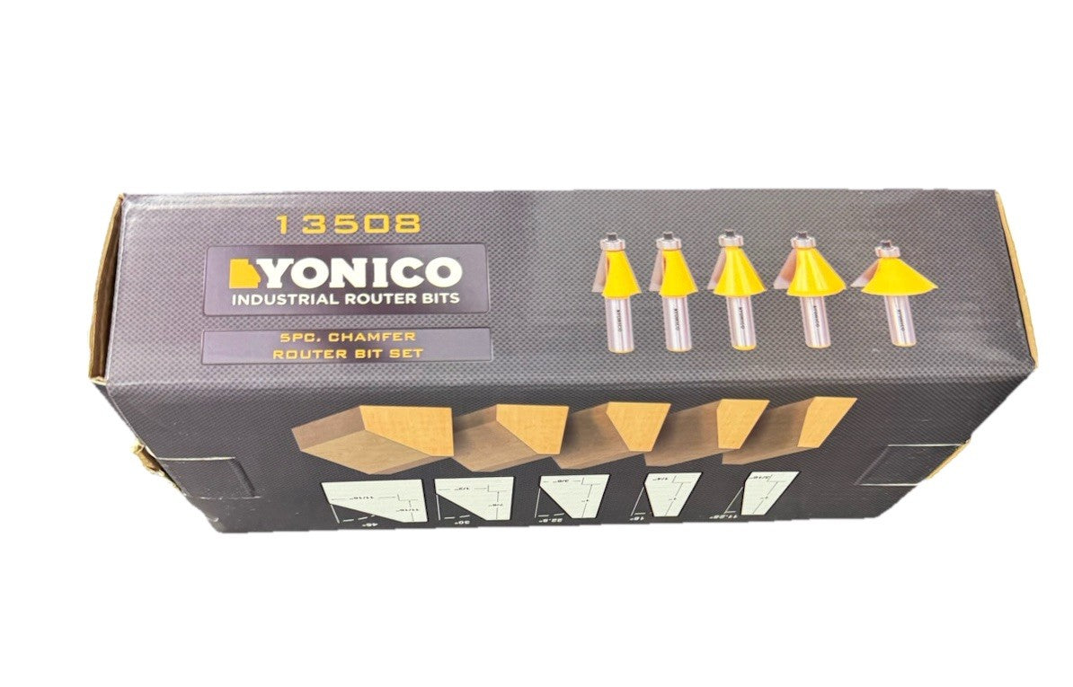 5 Bit Chamfer Edge Forming Router Bit Set - 1/2" Shank
