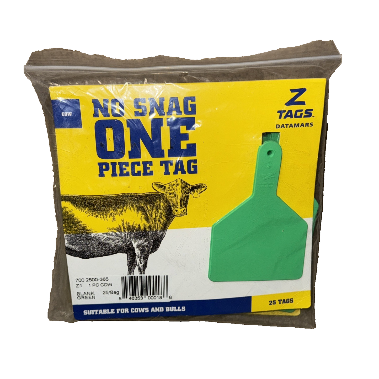 Z Tags 25 Count 1-Piece Blank Tags for Cows, Green