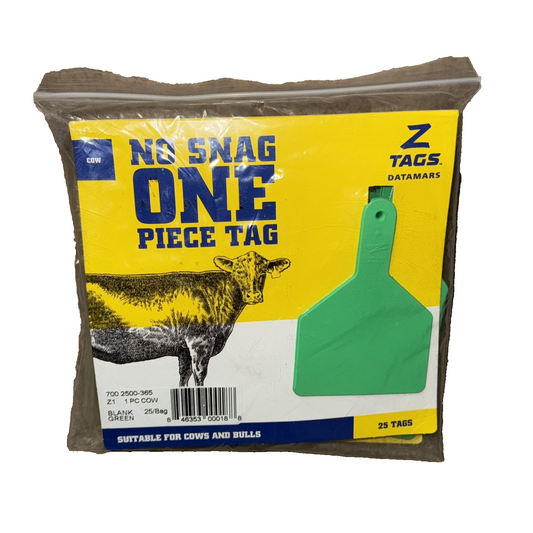 Z Tags 25 Count 1-Piece Blank Tags for Cows, Green