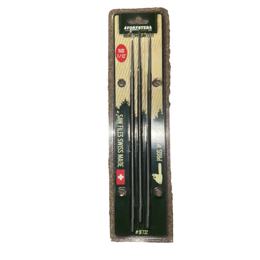 FORESTER 8in Round Chainsaw Files (3 Pack) - Round 8in Chainsaw Blade Sharpener – a pair of black and white arrows with a red arrow
