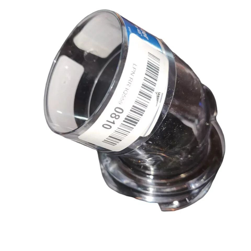 Camco RV C-Do 2 Clear 45° Hose Adapter Sewer Fitting - Durable, Leak-Proof Conne – a close up of a plastic cup with a barcode label